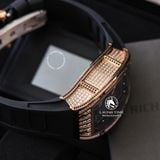 Đồng Hồ Richard Mille RM 023 Rep 1:1 Chế Tác Vỏ Vàng Hồng Đính Đá Mặt Skeleton Lộ Cơ Dây Cao Su