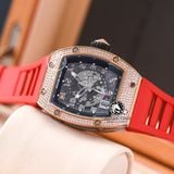 Đồng Hồ Richard Mille RM 010 Rep 1:1 Chế Tác Vỏ Vàng Hồng Đính Đá Mặt Skeleton Lộ Cơ Dây Cao Su