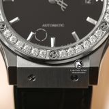 Đồng Hồ Hublot Classic Fusion 42mm Rep 1:1 Chế Tác Vỏ Bạc Độ Viền Bezel Kim Cương Thiên Nhiên - Moissanite 542.NX.1171.LR