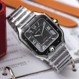 Đồng Hồ Cartier Santos De Cartier 40mm WSSA0037 Rep 1:1 Chế Tác Vỏ Bạc Mặt Xám Dây Kim Loại