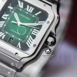 Đồng Hồ Cartier Santos De Cartier 40mm WSSA0062 Rep 1:1 Chế Tác Vỏ Bạc Mặt Xanh Lá Dây Kim Loại