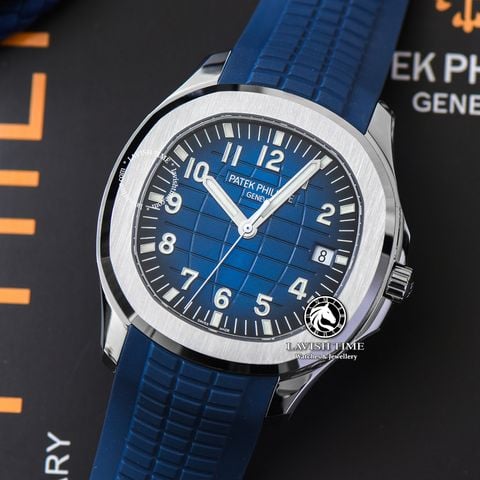 Đồng Hồ Patek Philippe Aquanaut 5168G-001 Rep 1:1 Chế Tác Vỏ Bạc Mặt Xanh Dương Dây Cao Su