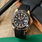 Đồng Hồ Rolex Yacht-Master 40mm 126655-0002 Rep 1:1 Chế Tác Vỏ Vàng Hồng Mặt Đen Dây Cao Su