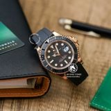 Đồng Hồ Rolex Yacht-Master 40mm 126655-0002 Rep 1:1 Chế Tác Vỏ Vàng Hồng Mặt Đen Dây Cao Su