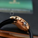 Đồng Hồ Rolex Yacht-Master 40mm 126655-0002 Rep 1:1 Chế Tác Vỏ Vàng Hồng Mặt Đen Dây Cao Su