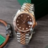 Đồng Hồ Rolex Datejust 41mm 126331-0004 Rep 1:1 Chế Tác Vỏ Vàng Hồng Mặt Nâu Chocolate Cọc Số Đính Đá Dây Kim Loại