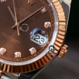 Đồng Hồ Rolex Datejust 41mm 126331-0004 Rep 1:1 Chế Tác Vỏ Vàng Hồng Mặt Nâu Chocolate Cọc Số Đính Đá Dây Kim Loại