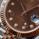 Đồng Hồ Rolex Datejust 41mm 126331-0004 Rep 1:1 Chế Tác Vỏ Vàng Hồng Mặt Nâu Chocolate Cọc Số Đính Đá Dây Kim Loại