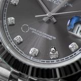 Đồng Hồ Rolex Datejust 41mm 126334-0006 Rep 1:1 Chế Tác Vỏ Bạc Mặt Xám Cọc Số Đính Đá Dây Kim Loại