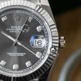 Đồng Hồ Rolex Datejust 41mm 126334-0006 Rep 1:1 Chế Tác Vỏ Bạc Mặt Xám Cọc Số Đính Đá Dây Kim Loại