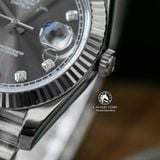 Đồng Hồ Rolex Datejust 41mm 126334-0006 Rep 1:1 Chế Tác Vỏ Bạc Mặt Xám Cọc Số Đính Đá Dây Kim Loại