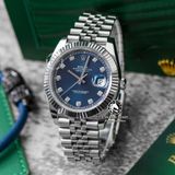 Đồng Hồ Rolex Datejust 41mm 126334-0016 Rep 1:1 Chế Tác Vỏ Bạc Mặt Xanh Dương Cọc Số Đính Đá Dây Kim Loại