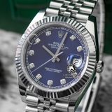 Đồng Hồ Rolex Datejust 41mm 126334-0016 Rep 1:1 Chế Tác Vỏ Bạc Mặt Xanh Dương Cọc Số Đính Đá Dây Kim Loại