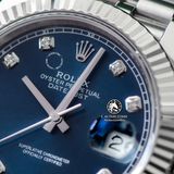 Đồng Hồ Rolex Datejust 41mm 126334-0016 Rep 1:1 Chế Tác Vỏ Bạc Mặt Xanh Dương Cọc Số Đính Đá Dây Kim Loại