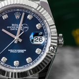 Đồng Hồ Rolex Datejust 41mm 126334-0016 Rep 1:1 Chế Tác Vỏ Bạc Mặt Xanh Dương Cọc Số Đính Đá Dây Kim Loại