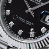 Đồng Hồ Rolex Datejust 41mm 126334-0012 Rep 1:1 Chế Tác Vỏ Bạc Mặt Đen Cọc Số Đính Đá Dây Kim Loại