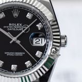 Đồng Hồ Rolex Datejust 41mm 126334-0012 Rep 1:1 Chế Tác Vỏ Bạc Mặt Đen Cọc Số Đính Đá Dây Kim Loại