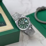 Đồng Hồ Rolex Datejust 36mm 126234-0047 Rep 1:1 Chế Tác Vỏ Bạc Mặt Lá Cỏ Xanh Lá Cọc Số Vạch Dây Kim Loại Jubilee