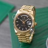 Đồng Hồ Rolex Day-Date 40mm 228238-007 Rep 1:1 Cao Cấp Vỏ Vàng Kim Mặt Lưới Đen Cọc Số Vạch Dây Kim Loại