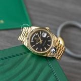 Đồng Hồ Rolex Day-Date 40mm 228238-007 Rep 1:1 Cao Cấp Vỏ Vàng Kim Mặt Lưới Đen Cọc Số Vạch Dây Kim Loại