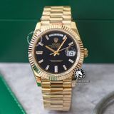 Đồng Hồ Rolex Day-Date 40mm 228238-004 Rep 1:1 Chế Tác Vỏ Vàng Kim Mặt Đen Cọc Số Đính Đá Baguette Trọng Lượng 168 Gram Dây Kim Loại