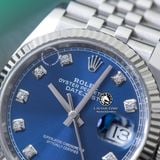 Đồng Hồ Rolex Datejust 36mm 126234-0037 Rep 1:1 Chế Tác Vỏ Bạc Mặt Xanh Dương Cọc Số Đính Đá Dây Kim Loại Jubilee