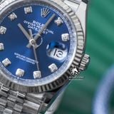 Đồng Hồ Rolex Datejust 36mm 126234-0037 Rep 1:1 Chế Tác Vỏ Bạc Mặt Xanh Dương Cọc Số Đính Đá Dây Kim Loại Jubilee