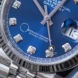 Đồng Hồ Rolex Datejust 36mm 126234-0037 Rep 1:1 Chế Tác Vỏ Bạc Mặt Xanh Dương Cọc Số Đính Đá Dây Kim Loại Jubilee