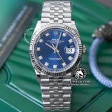 Đồng Hồ Rolex Datejust 36mm 126234-0037 Rep 1:1 Chế Tác Vỏ Bạc Mặt Xanh Dương Cọc Số Đính Đá Dây Kim Loại Jubilee