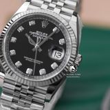 Đồng Hồ Rolex Datejust 36mm 126234-0012 Rep 1:1 Chế Tác Vỏ Bạc Mặt Đen Cọc Số Đính Đá Dây Kim Loại Jubilee