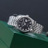 Đồng Hồ Rolex Datejust 36mm 126234-0012 Rep 1:1 Chế Tác Vỏ Bạc Mặt Đen Cọc Số Đính Đá Dây Kim Loại Jubilee