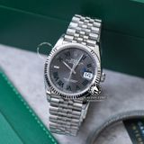 Đồng Hồ Rolex Datejust 36mm 126234-0045 Rep 1:1 Chế Tác Vỏ Bạc Mặt Xám Cọc Số La Mã Dây Kim Loại Jubilee