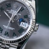 Đồng Hồ Rolex Datejust 36mm 126234-0045 Rep 1:1 Chế Tác Vỏ Bạc Mặt Xám Cọc Số La Mã Dây Kim Loại Jubilee