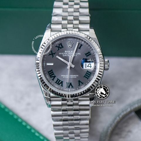 Đồng Hồ Rolex Datejust 36mm 126234-0045 Rep 1:1 Chế Tác Vỏ Bạc Mặt Xám Cọc Số La Mã Dây Kim Loại Jubilee