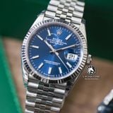 Đồng Hồ Rolex Datejust 36mm 126234-0017 Rep 1:1 Chế Tác Vỏ Bạc Mặt Xanh Dương  Cọc Số Vạch Dây Kim Loại Jubilee