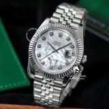 Đồng Hồ Rolex Datejust 41mm 126334-0020 Rep 1:1 Chế Tác Vỏ Bạc Mặt Số Độ Xà Cừ Vân Mây Cọc Số Kim Cương Thiên Nhiên Dây Kim Loại Jubilee
