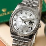 Đồng Hồ Rolex Datejust 36mm 116234-0078 Rep 1:1 Chế Tác Vỏ Bạc Mặt Số Độ Xà Cừ Vân Mây Cọc Số Kim Cương Thiên Nhiên Dây Kim Loại Jubilee