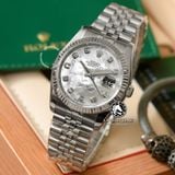 Đồng Hồ Rolex Datejust 36mm 116234-0078 Rep 1:1 Chế Tác Vỏ Bạc Mặt Số Độ Xà Cừ Vân Mây Cọc Số Kim Cương Thiên Nhiên Dây Kim Loại Jubilee