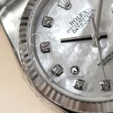 Đồng Hồ Rolex Datejust 36mm 116234-0078 Rep 1:1 Chế Tác Vỏ Bạc Mặt Số Độ Xà Cừ Vân Mây Cọc Số Kim Cương Thiên Nhiên Dây Kim Loại Jubilee