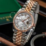 Đồng Hồ Rolex Datejust 36mm 126231-0021 Rep 1:1 Chế Tác Vỏ Demi Bọc Vàng Mặt Số Độ Xà Cừ Vân Mây Cọc Số Kim Cương Thiên Nhiên Dây Kim Loại Jubilee