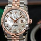 Đồng Hồ Rolex Datejust 36mm 126231-0021 Rep 1:1 Chế Tác Vỏ Demi Bọc Vàng Mặt Số Độ Xà Cừ Vân Mây Cọc Số Kim Cương Thiên Nhiên Dây Kim Loại Jubilee