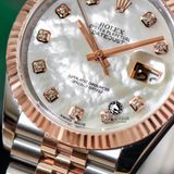 Đồng Hồ Rolex Datejust 36mm 126231-0021 Rep 1:1 Chế Tác Vỏ Demi Bọc Vàng Mặt Số Độ Xà Cừ Vân Mây Cọc Số Kim Cương Thiên Nhiên Dây Kim Loại Jubilee