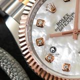 Đồng Hồ Rolex Datejust 36mm 126231-0021 Rep 1:1 Chế Tác Vỏ Demi Bọc Vàng Mặt Số Độ Xà Cừ Vân Mây Cọc Số Kim Cương Thiên Nhiên Dây Kim Loại Jubilee