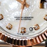 Đồng Hồ Rolex Datejust 41mm 126331-0014 Rep 1:1 Chế Tác Vỏ Demi Vàng Hồng Mặt Số Độ Xà Cừ Vân Mây Cọc Số Kim Cương Thiên Nhiên Dây Kim Loại Jubilee