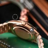 Đồng Hồ Rolex Day-Date 40mm 128235-004 Rep 1:1 Cao Cấp Vỏ Vàng Hồng Mặt Thạch Anh Cọc Số La Mã Đính Đá Dây Kim Loại
