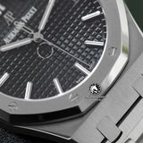 Đồng Hồ Audemars Piguet Royal Oak 15500ST.OO.1220ST.03 Rep 1:1 Chế Tác Vỏ Bạc Mặt Đen Dây Kim Loại