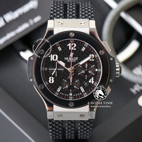 Đồng Hồ Hublot Big Bang 44mm Rep 1:1 Chế Tác Vỏ Bạc Mặt Carbon Đen Dây Cao Su 301.SB.131.RX