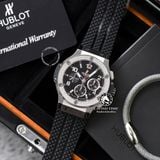 Đồng Hồ Hublot Big Bang 44mm Rep 1:1 Chế Tác Vỏ Bạc Niềng Đính Đá 2 Hàng Mặt Đen Dây Cao Su 301.SX.130.RX.114