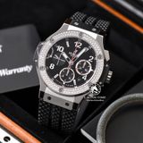 Đồng Hồ Hublot Big Bang 44mm Rep 1:1 Chế Tác Vỏ Bạc Niềng Đính Đá 2 Hàng Mặt Đen Dây Cao Su 301.SX.130.RX.114