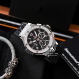 Đồng Hồ Hublot Big Bang 44mm Rep 1:1 Chế Tác Vỏ Bạc Niềng Đính Đá 2 Hàng Mặt Đen Dây Cao Su 301.SX.130.RX.114